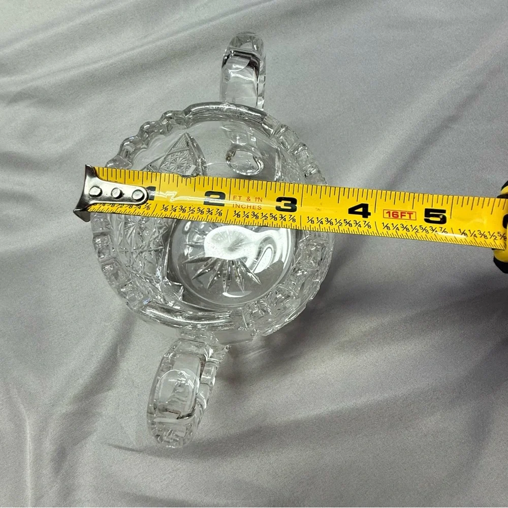 Antique American Brilliant Period Cut Glass Sugar Bowl Hobstar Sawtooth Crystal